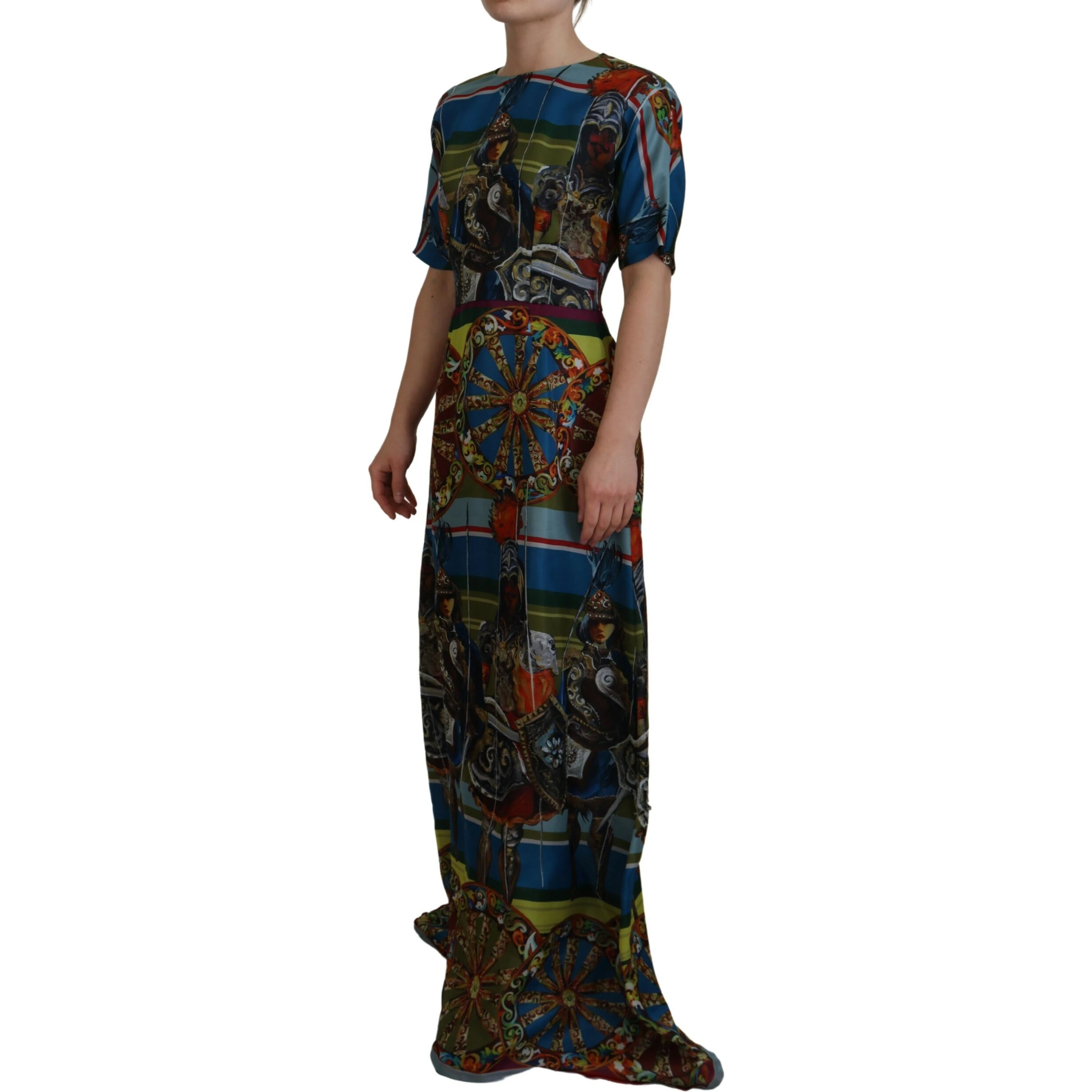 Multicolor Sicily Silk A-line Long Gown Dress