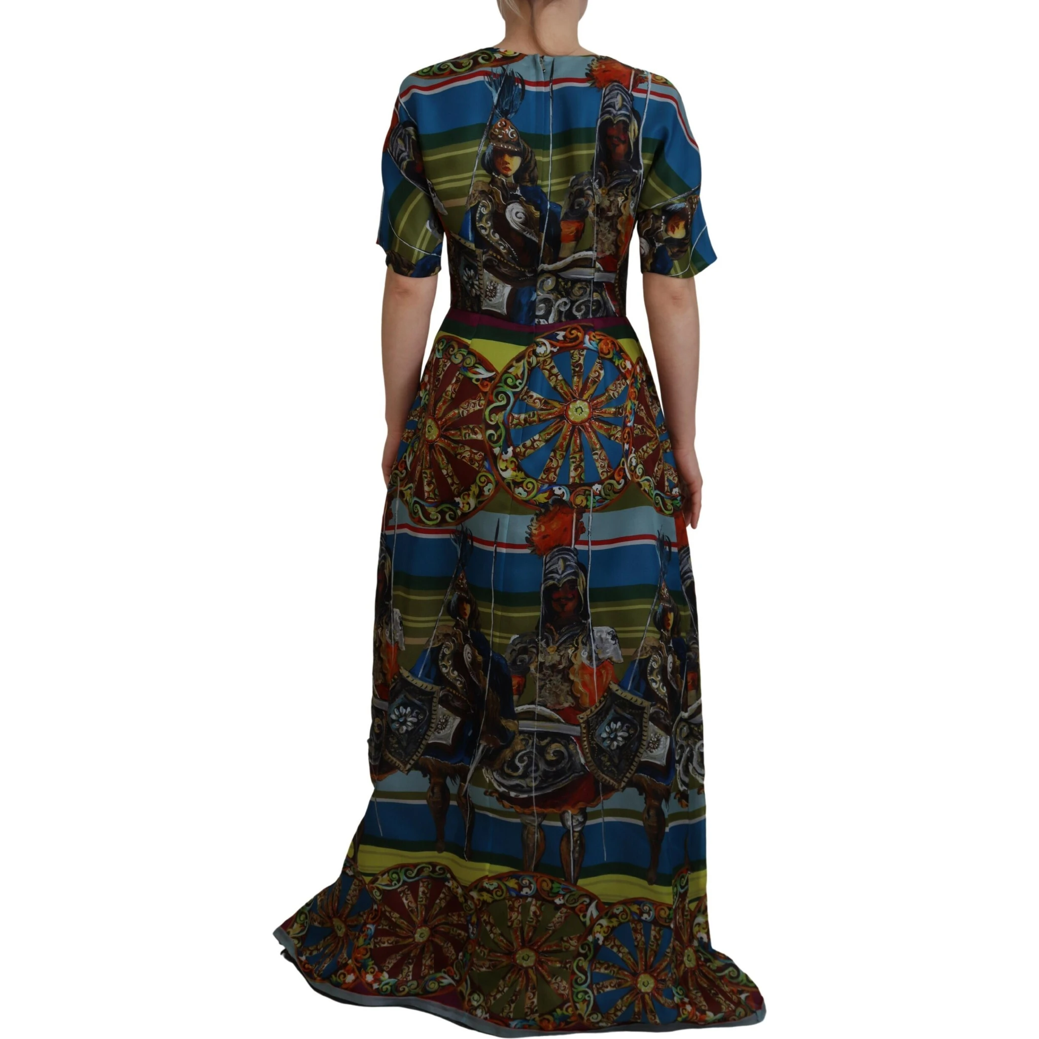 Multicolor Sicily Silk A-line Long Gown Dress