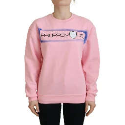 Pink Printed Long Sleeves Pullover Sweater