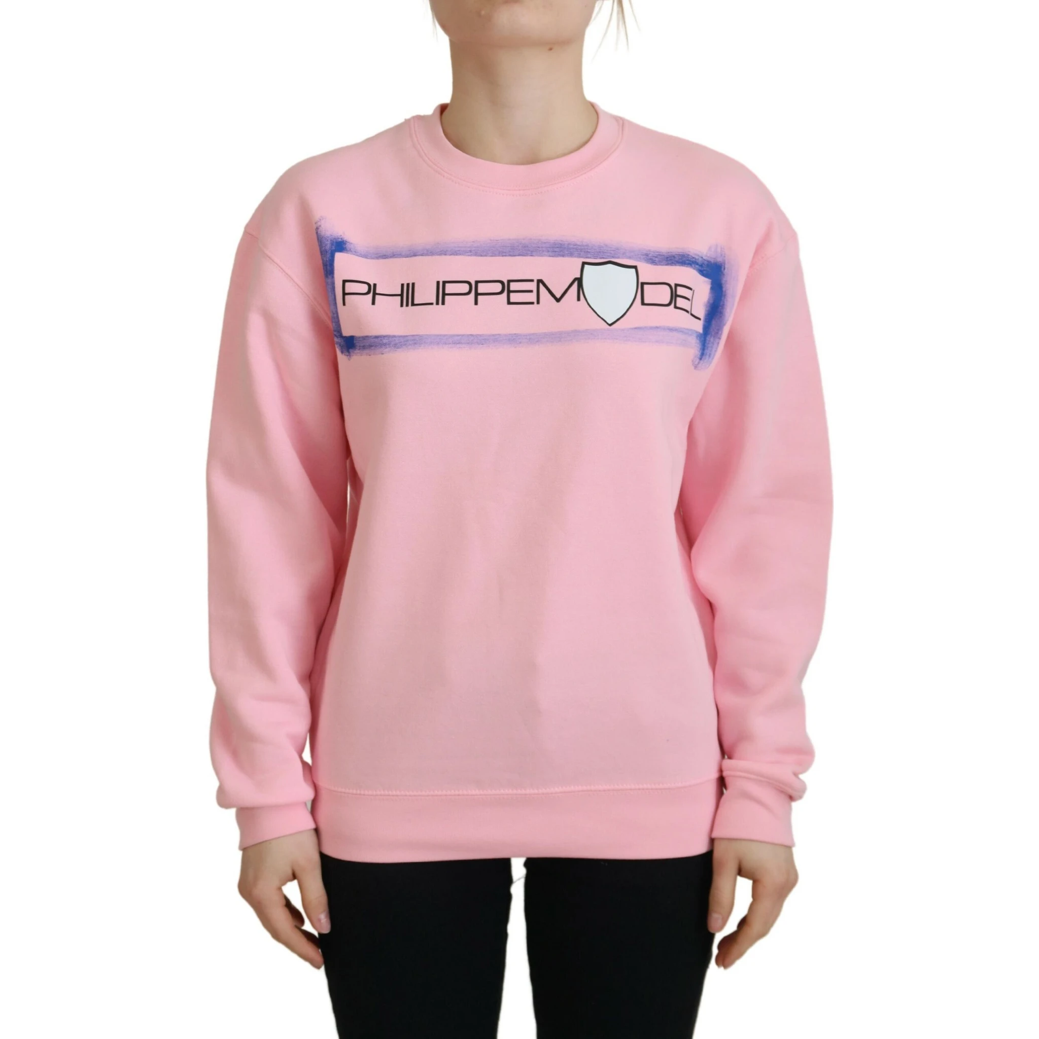 Pink Printed Long Sleeves Pullover Sweater