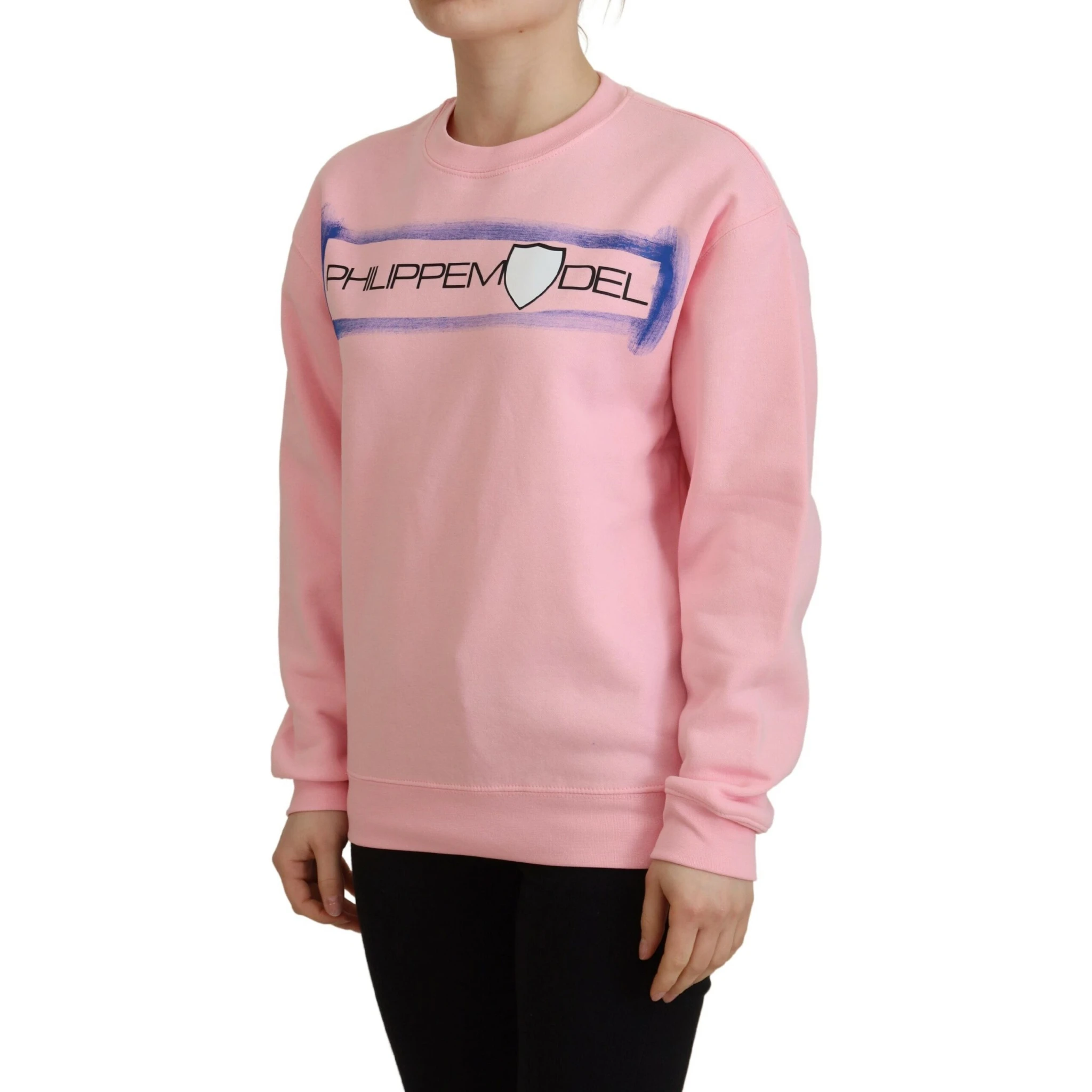 Pink Printed Long Sleeves Pullover Sweater