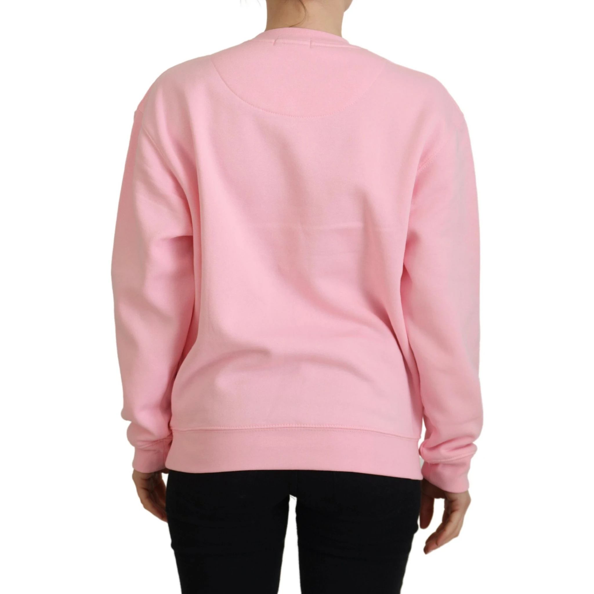 Pink Printed Long Sleeves Pullover Sweater