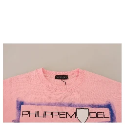 Pink Printed Long Sleeves Pullover Sweater