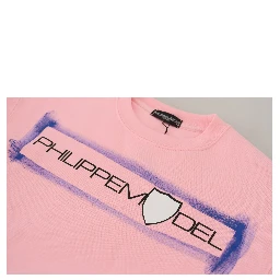 Pink Printed Long Sleeves Pullover Sweater