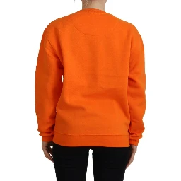 Orange Printed Long Sleeves Pullover Sweater