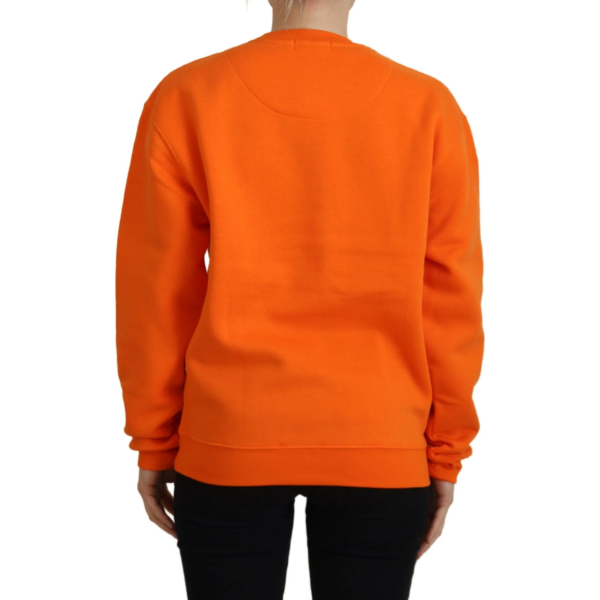 Orange Printed Long Sleeves Pullover Sweater