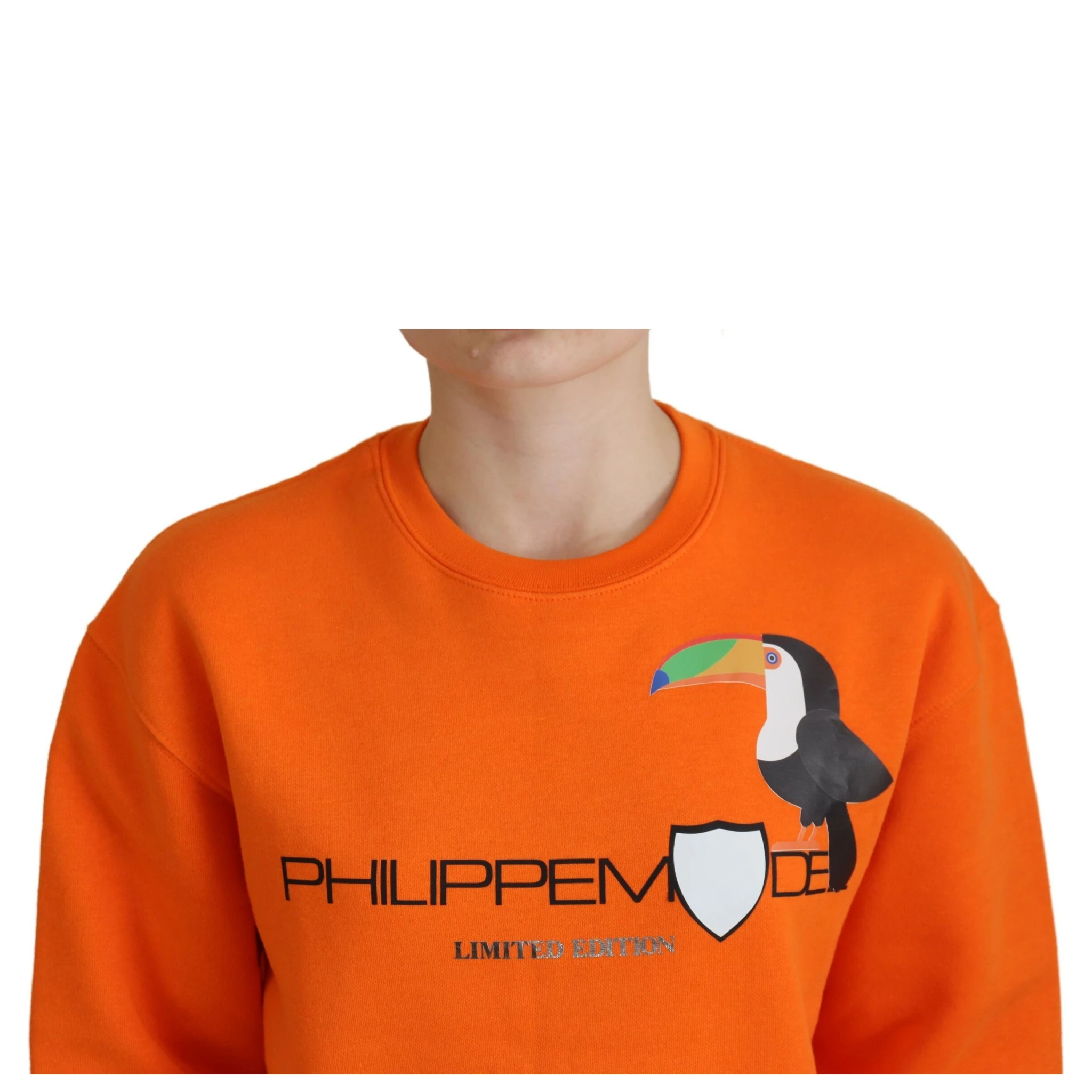 Orange Printed Long Sleeves Pullover Sweater