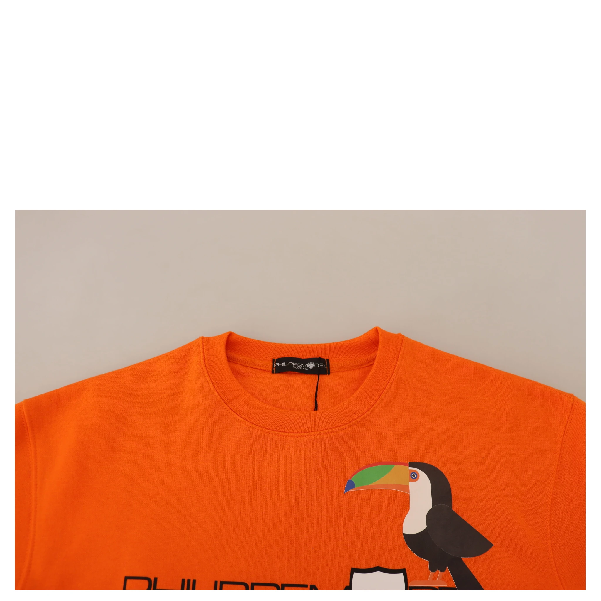 Orange Printed Long Sleeves Pullover Sweater