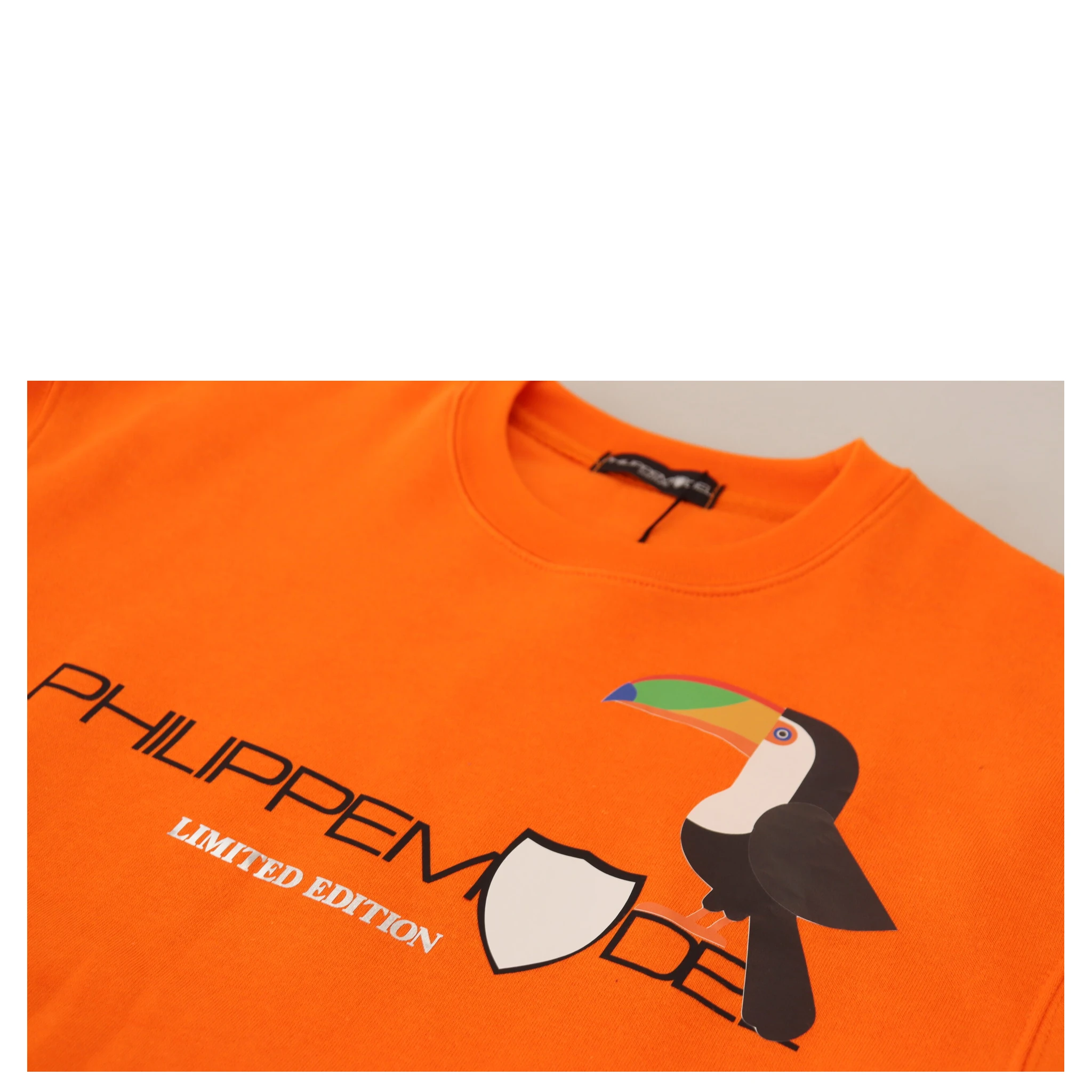 Orange Printed Long Sleeves Pullover Sweater