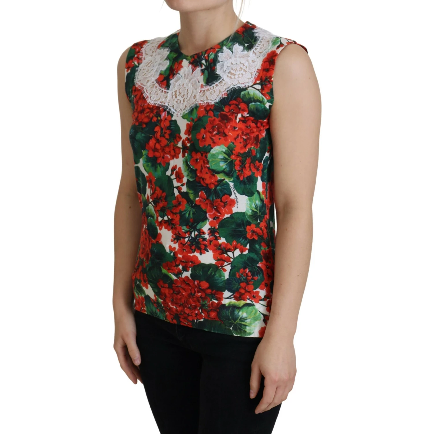 White Floral Wool Lace Vest Tank Top
