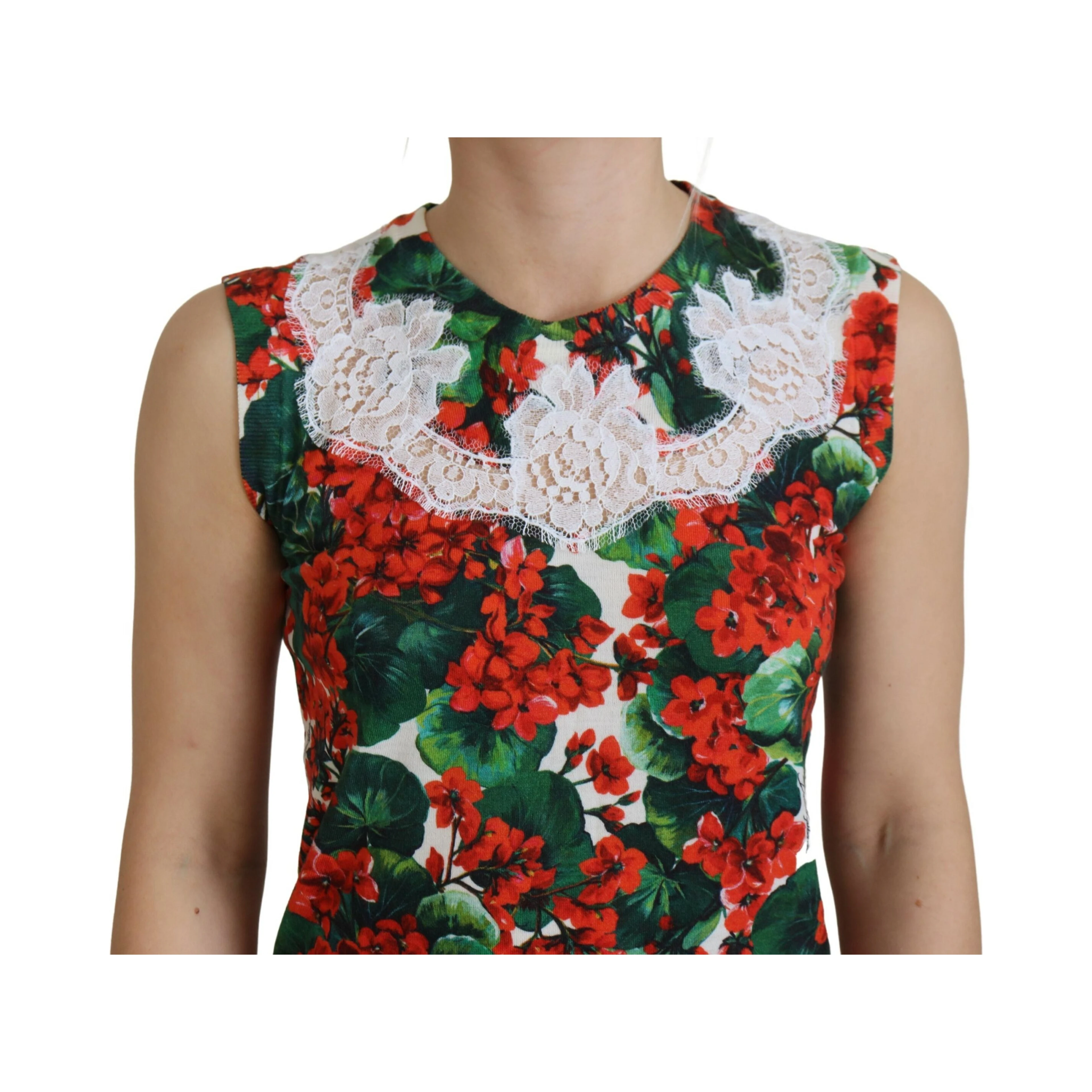 White Floral Wool Lace Vest Tank Top