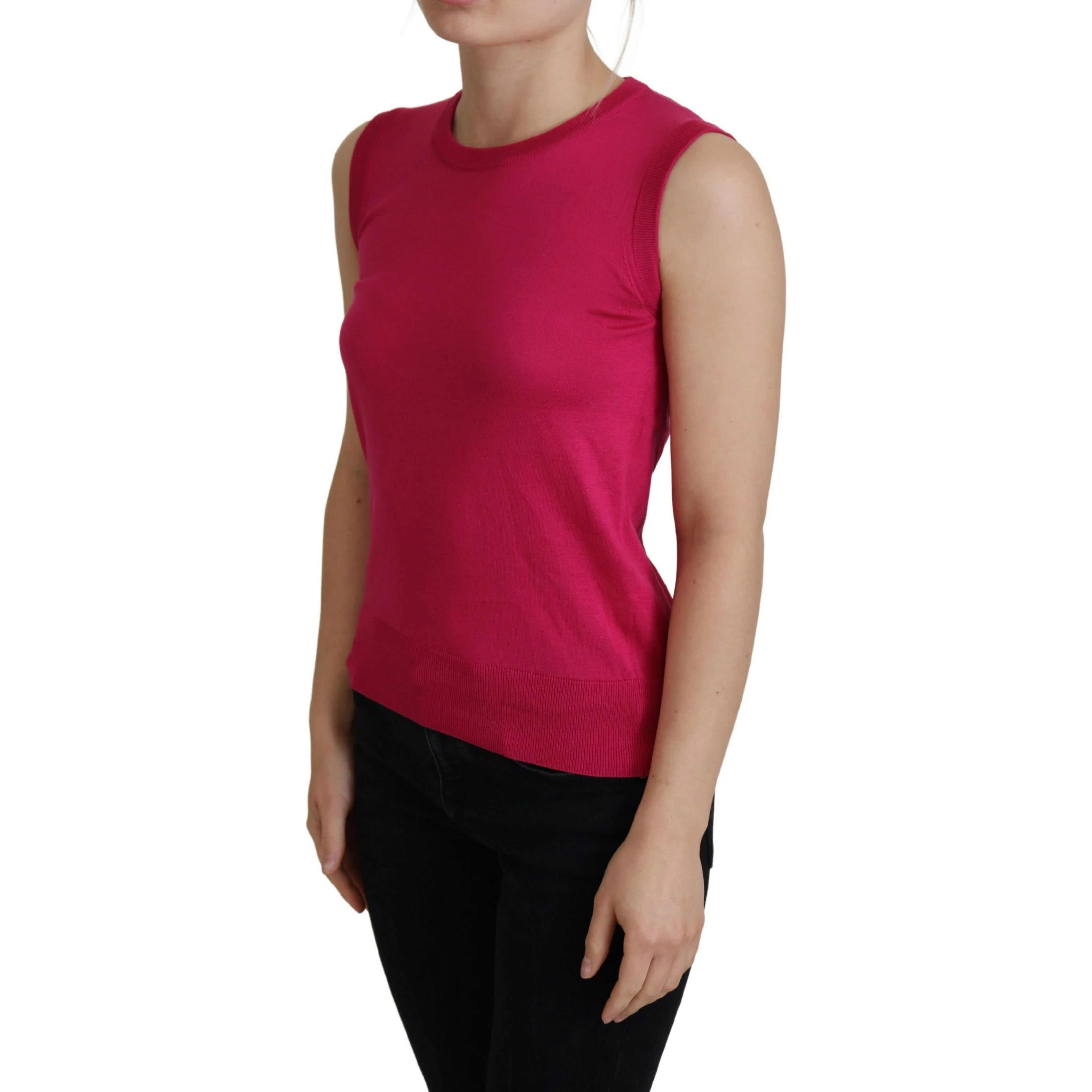 Pink Silk Vest Pullover Crewneck Tank Top