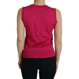 Pink Silk Vest Pullover Crewneck Tank Top