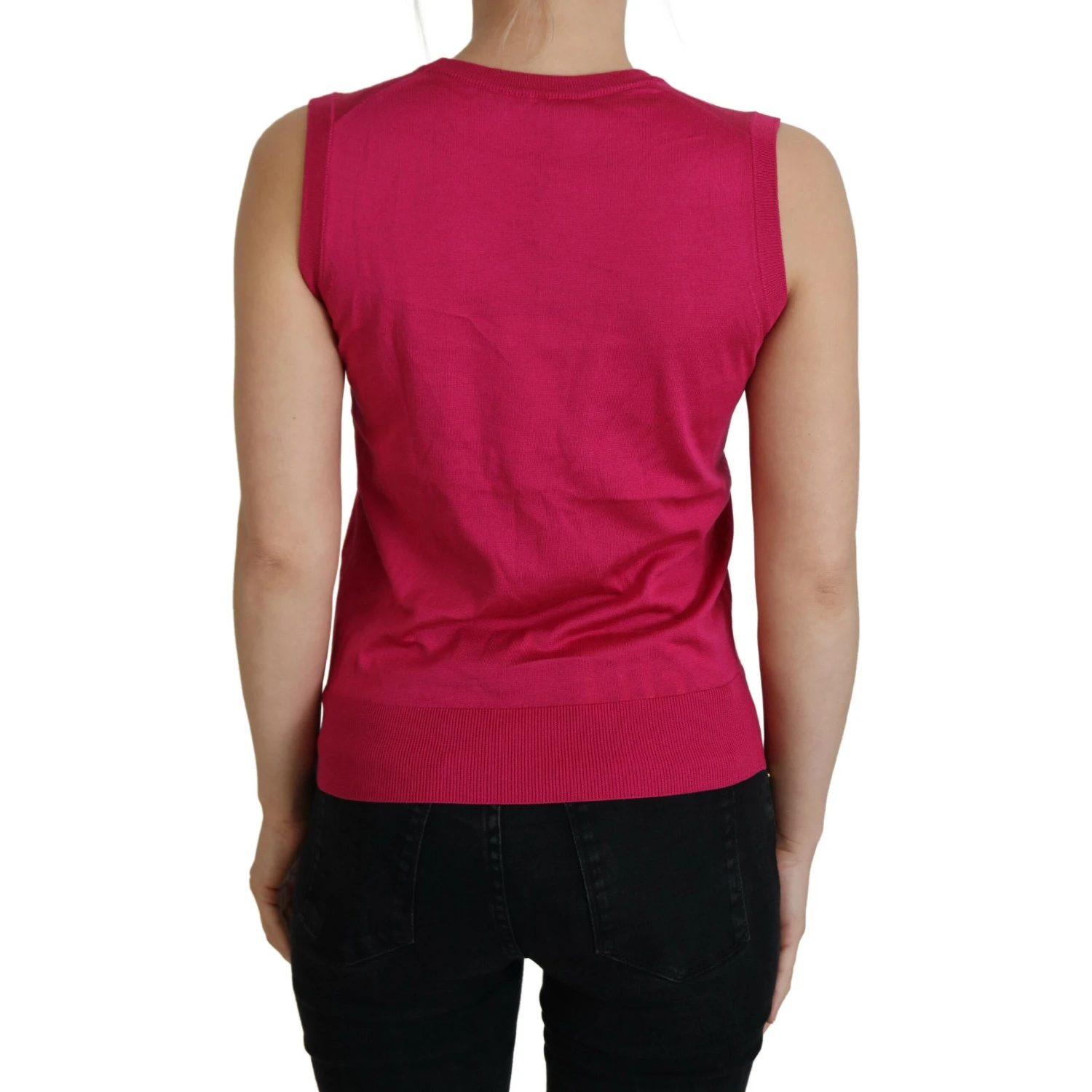 Pink Silk Vest Pullover Crewneck Tank Top