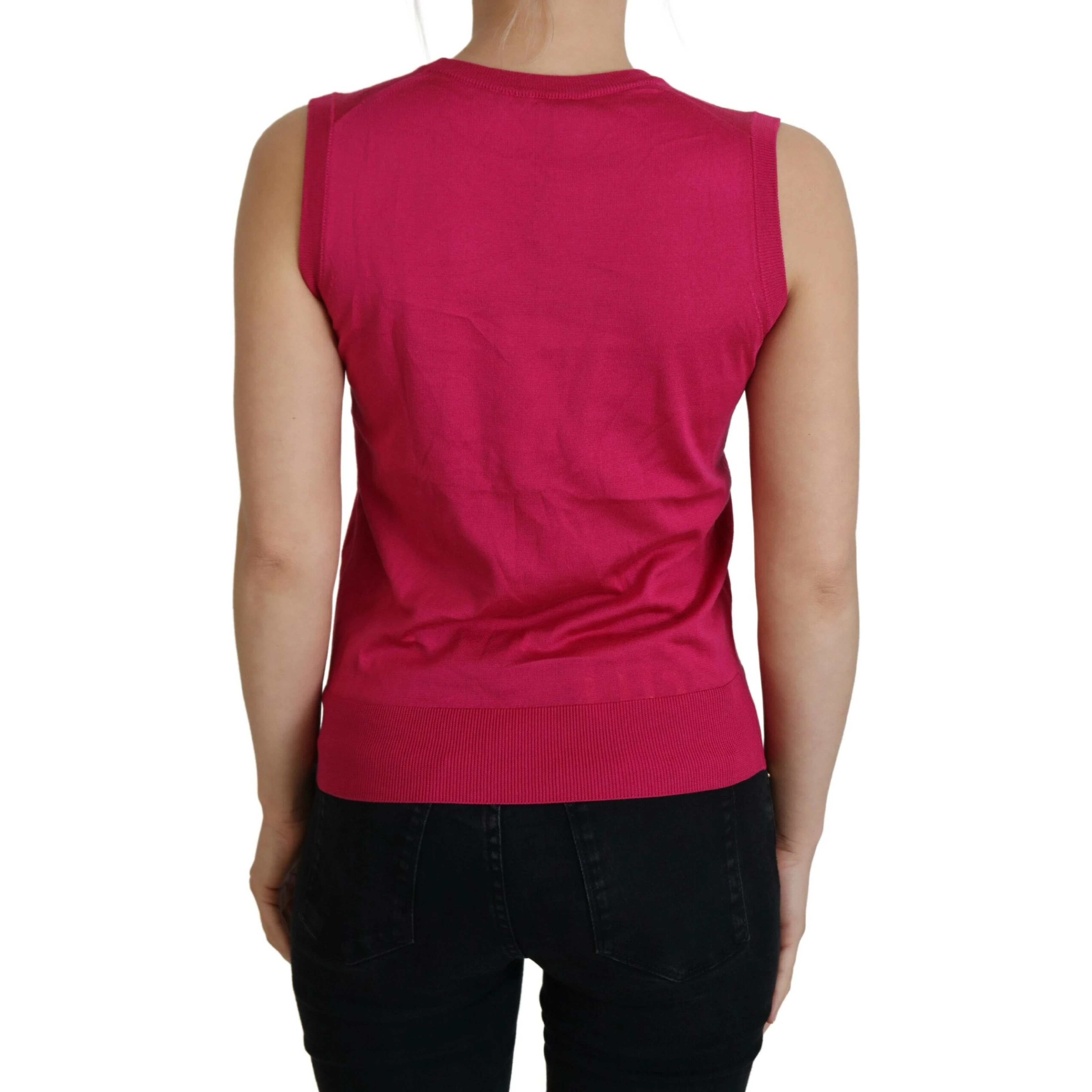 Pink Silk Vest Pullover Crewneck Tank Top