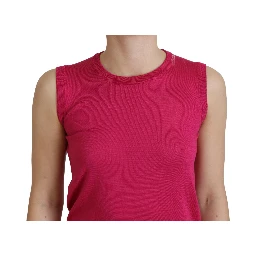 Pink Silk Vest Pullover Crewneck Tank Top