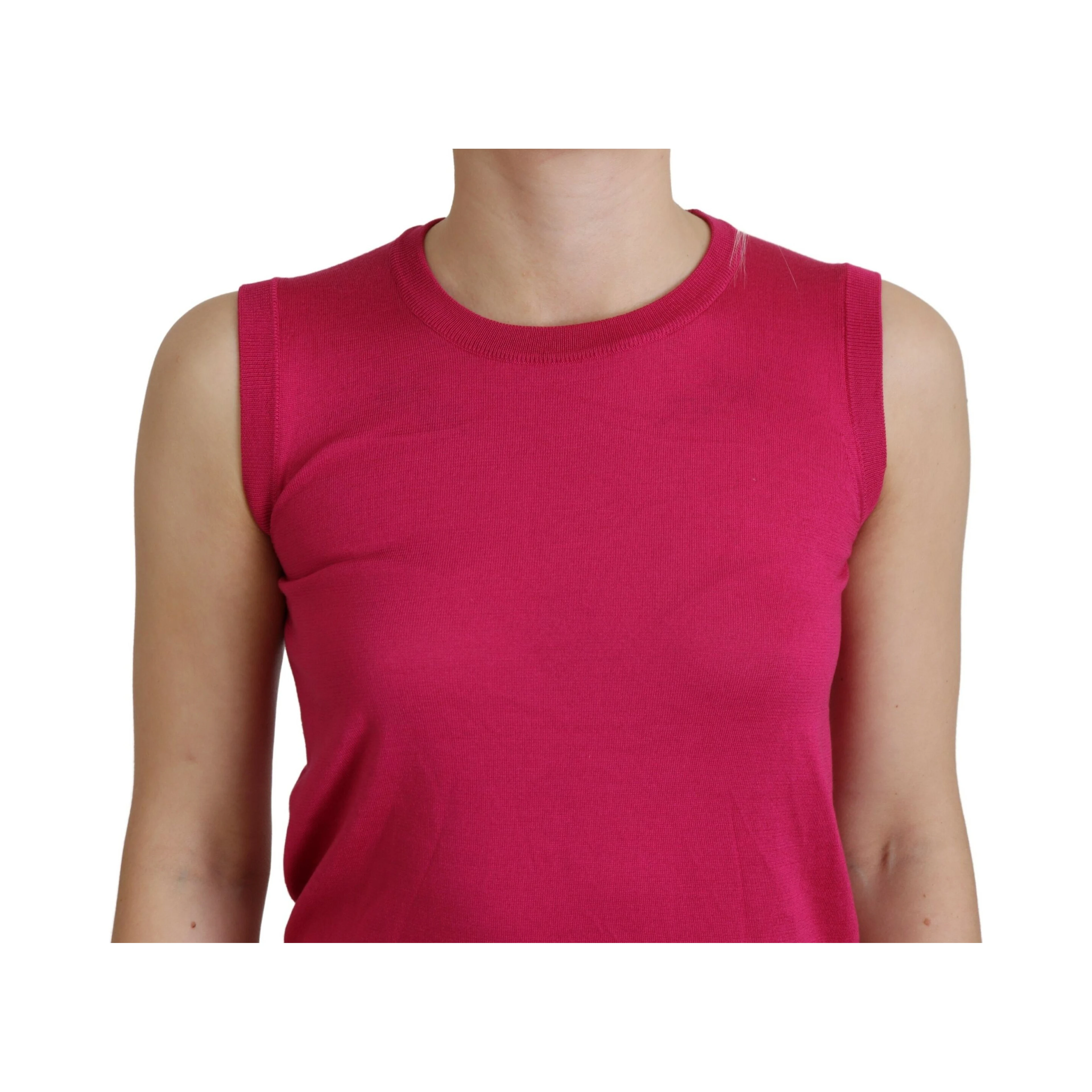 Pink Silk Vest Pullover Crewneck Tank Top