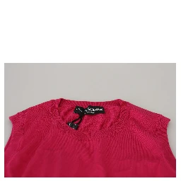 Pink Silk Vest Pullover Crewneck Tank Top