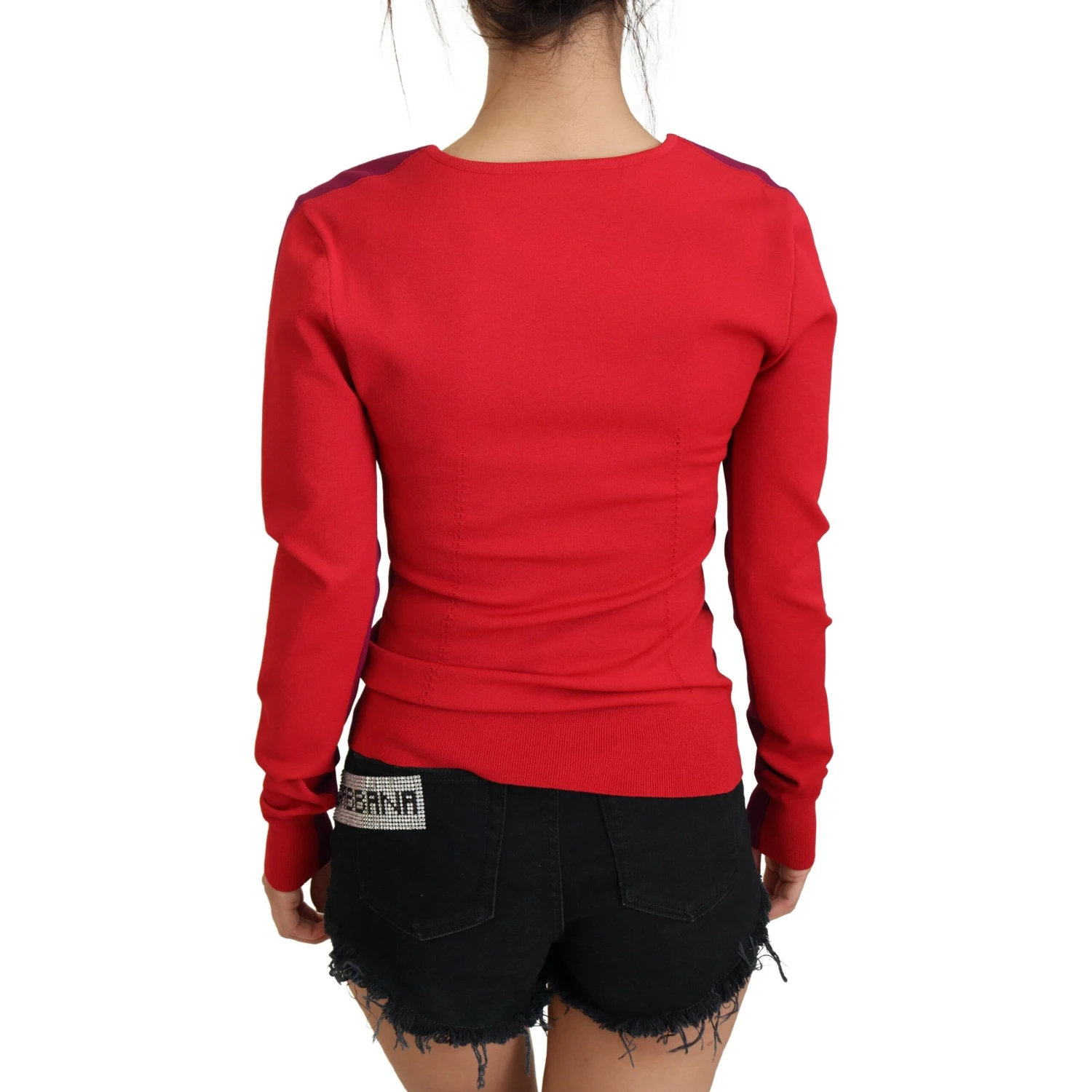 Multicolor Viscose Square Neck Pullover Sweater