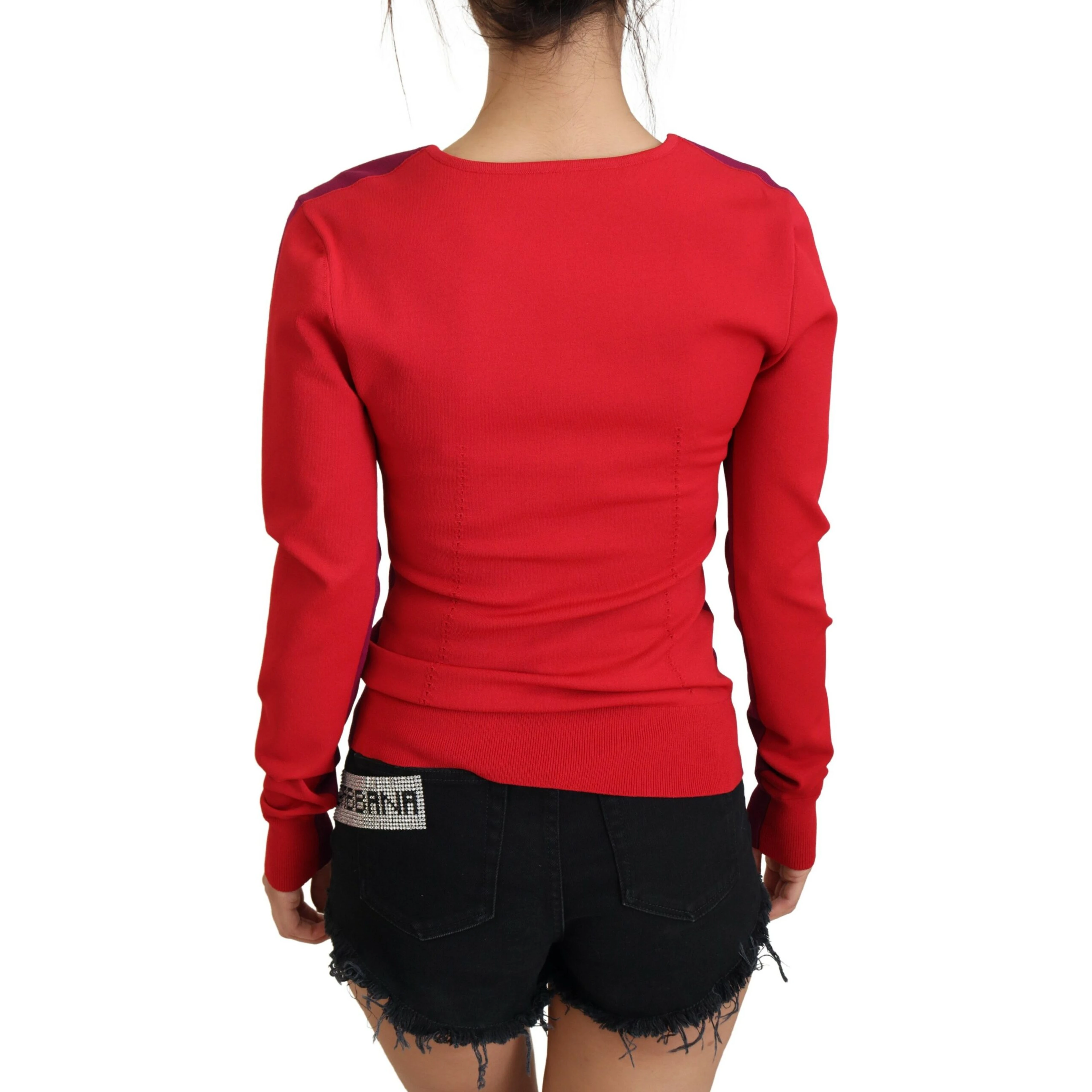 Multicolor Viscose Square Neck Pullover Sweater