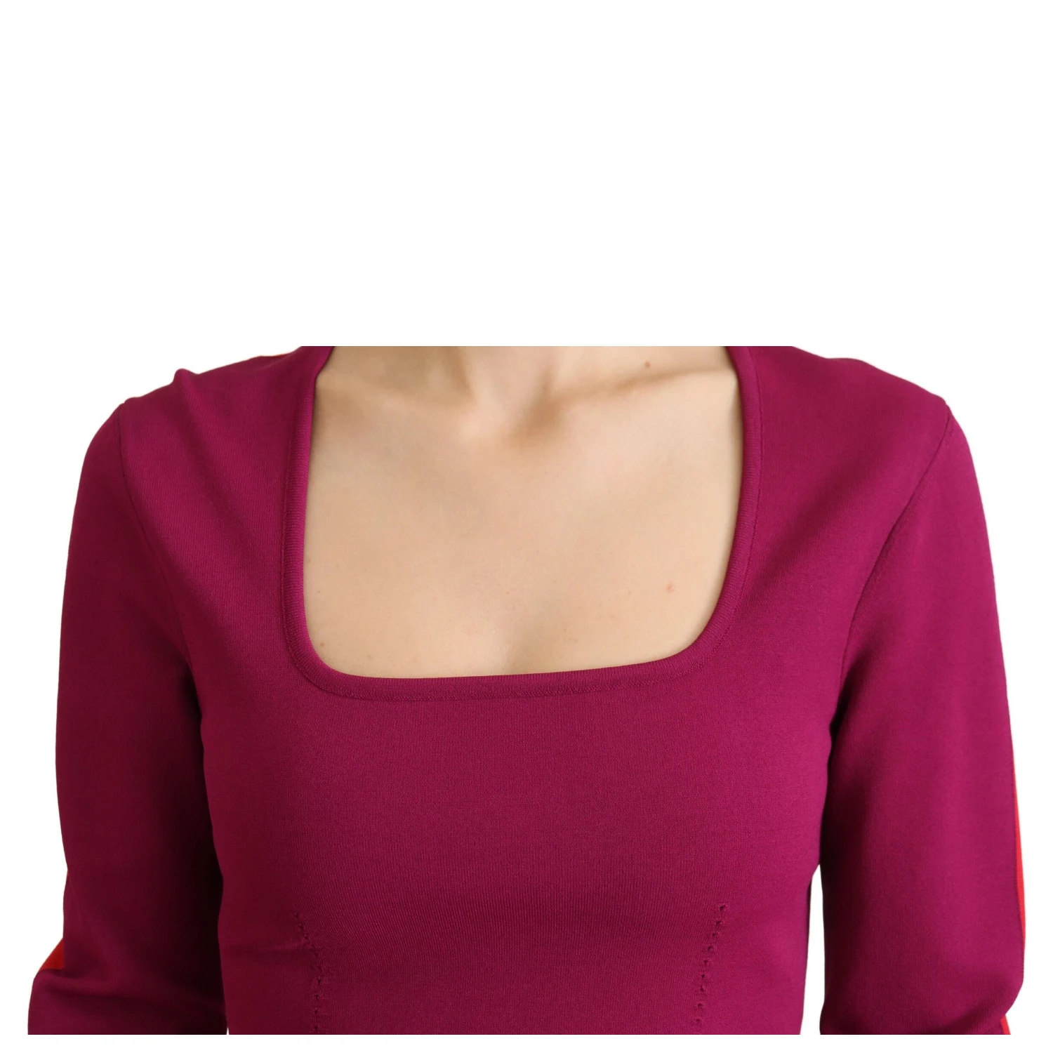 Multicolor Viscose Square Neck Pullover Sweater