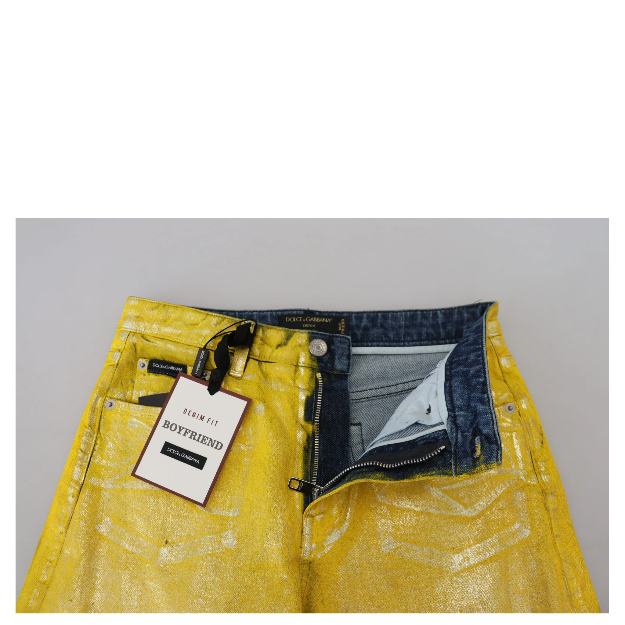Yellow Leopard Cotton Straight Denim Jeans