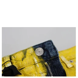 Yellow Leopard Cotton Straight Denim Jeans