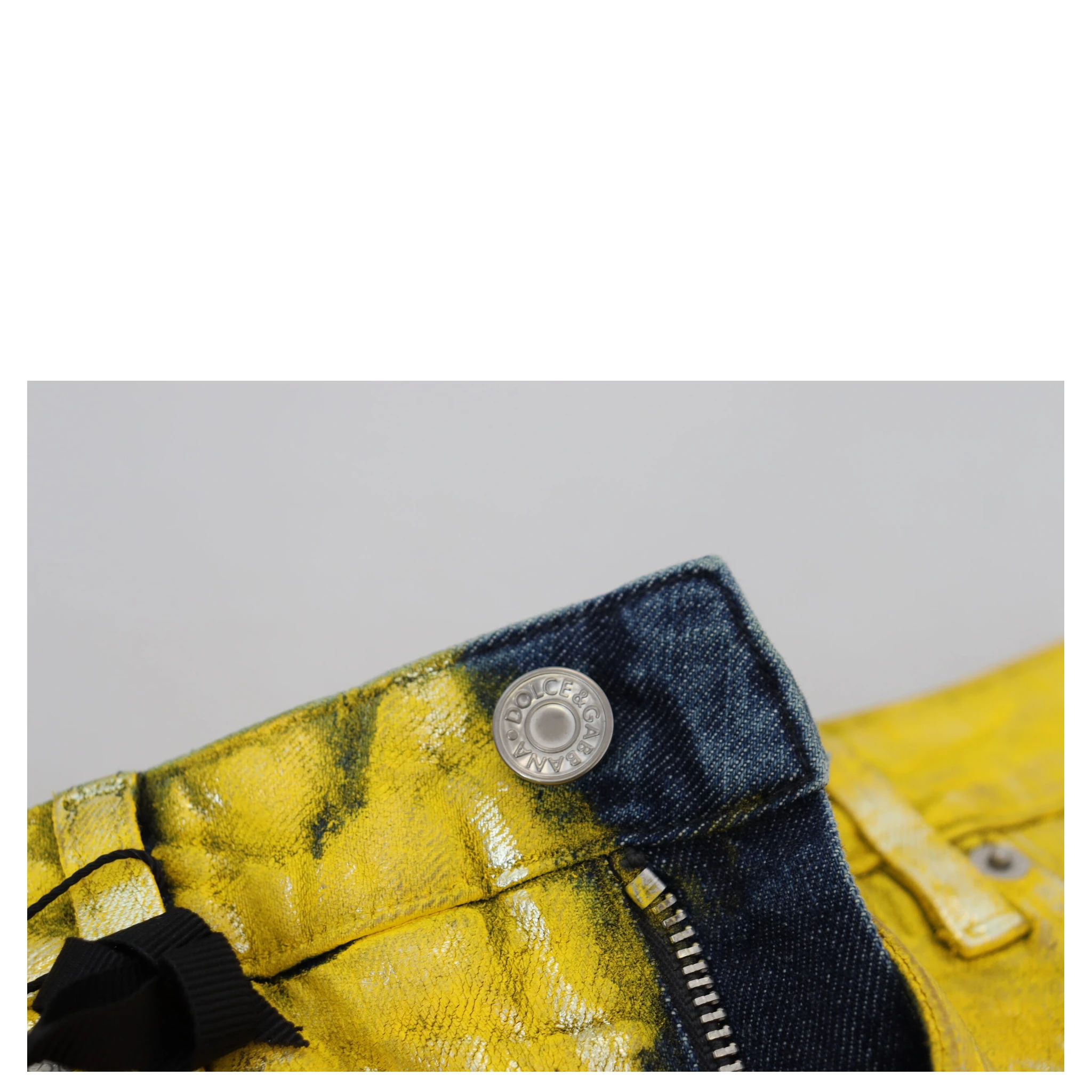 Yellow Leopard Cotton Straight Denim Jeans
