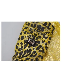 Yellow Leopard Cotton Straight Denim Jeans