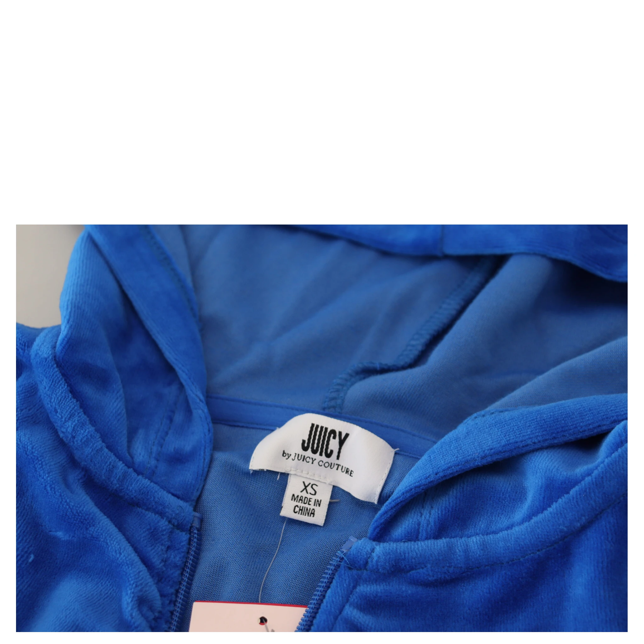 Blue Cotton Full Zip Cropped Hooded Sweatshirt Sweater