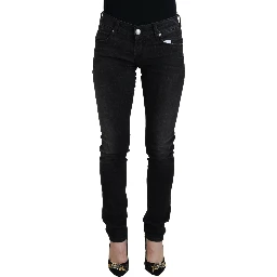 Black Cotton Low Waist Slim Fit Women Casual Denim Jeans