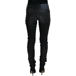 Black Cotton Low Waist Slim Fit Women Casual Denim Jeans