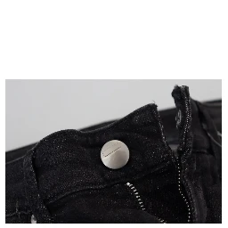 Black Cotton Low Waist Slim Fit Women Casual Denim Jeans