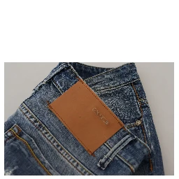 Blue Washed Cotton Low Waist Women Casual Jeans
