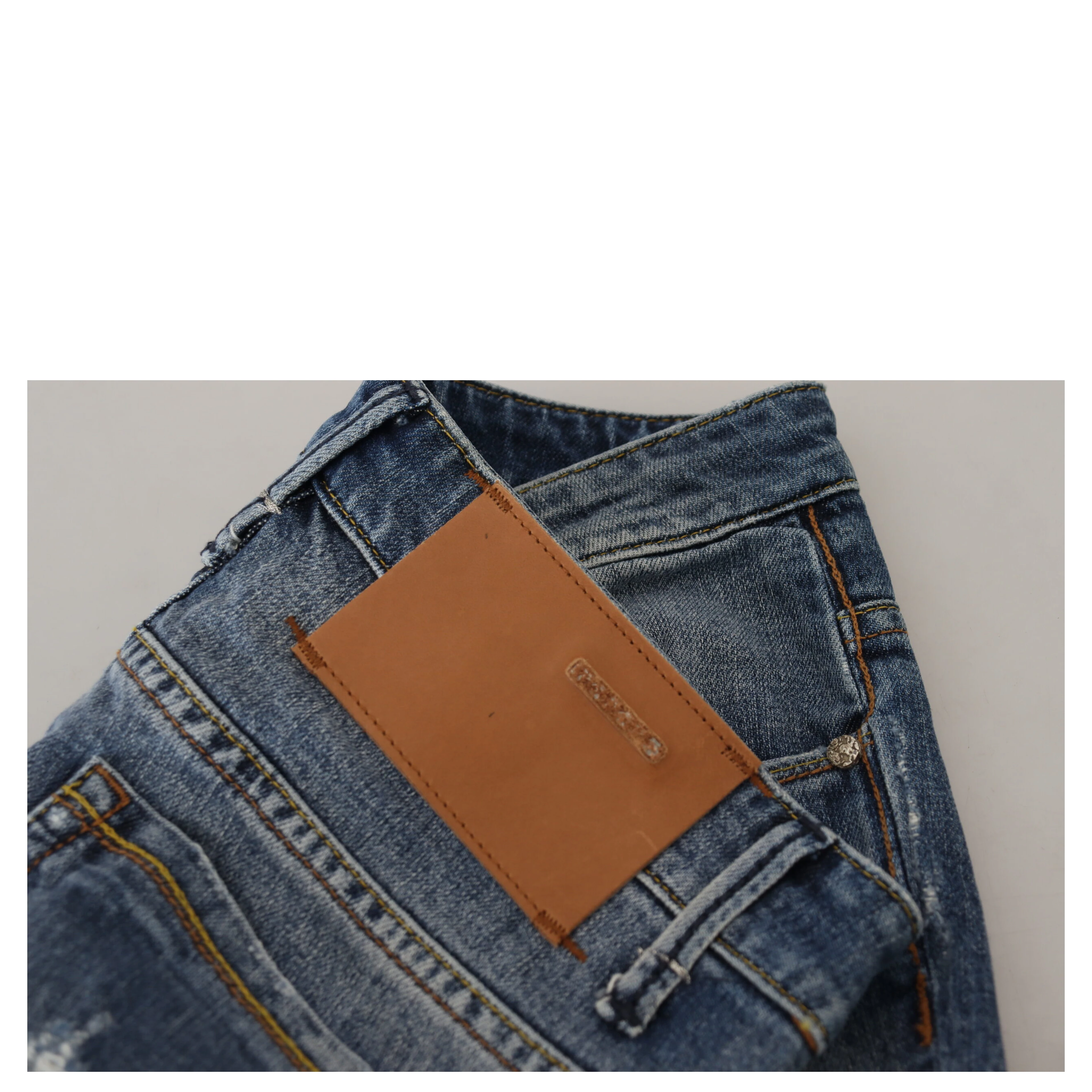 Blue Washed Cotton Low Waist Women Casual Jeans