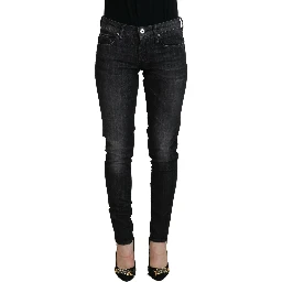 Black Cotton Low Waist Skinny Women Casual Jeans