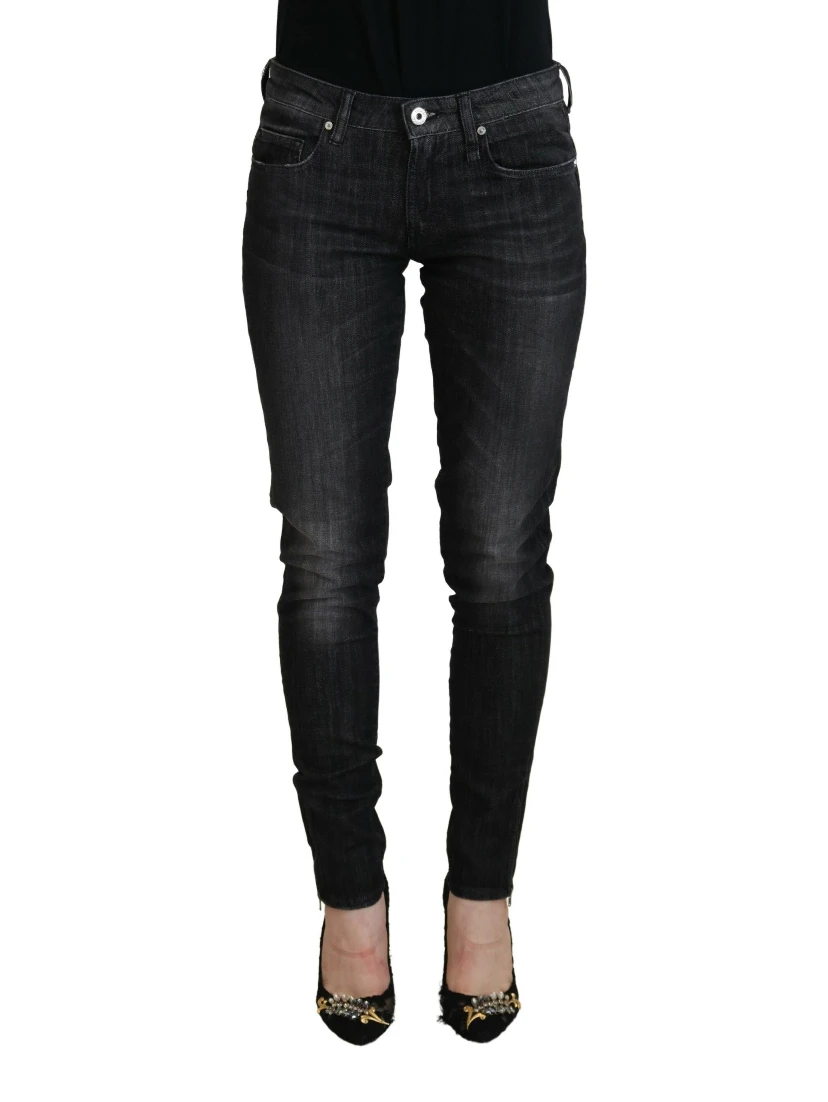 Black Cotton Low Waist Skinny Women Casual Jeans