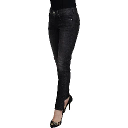 Black Cotton Low Waist Skinny Women Casual Jeans