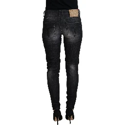 Black Cotton Low Waist Skinny Women Casual Jeans