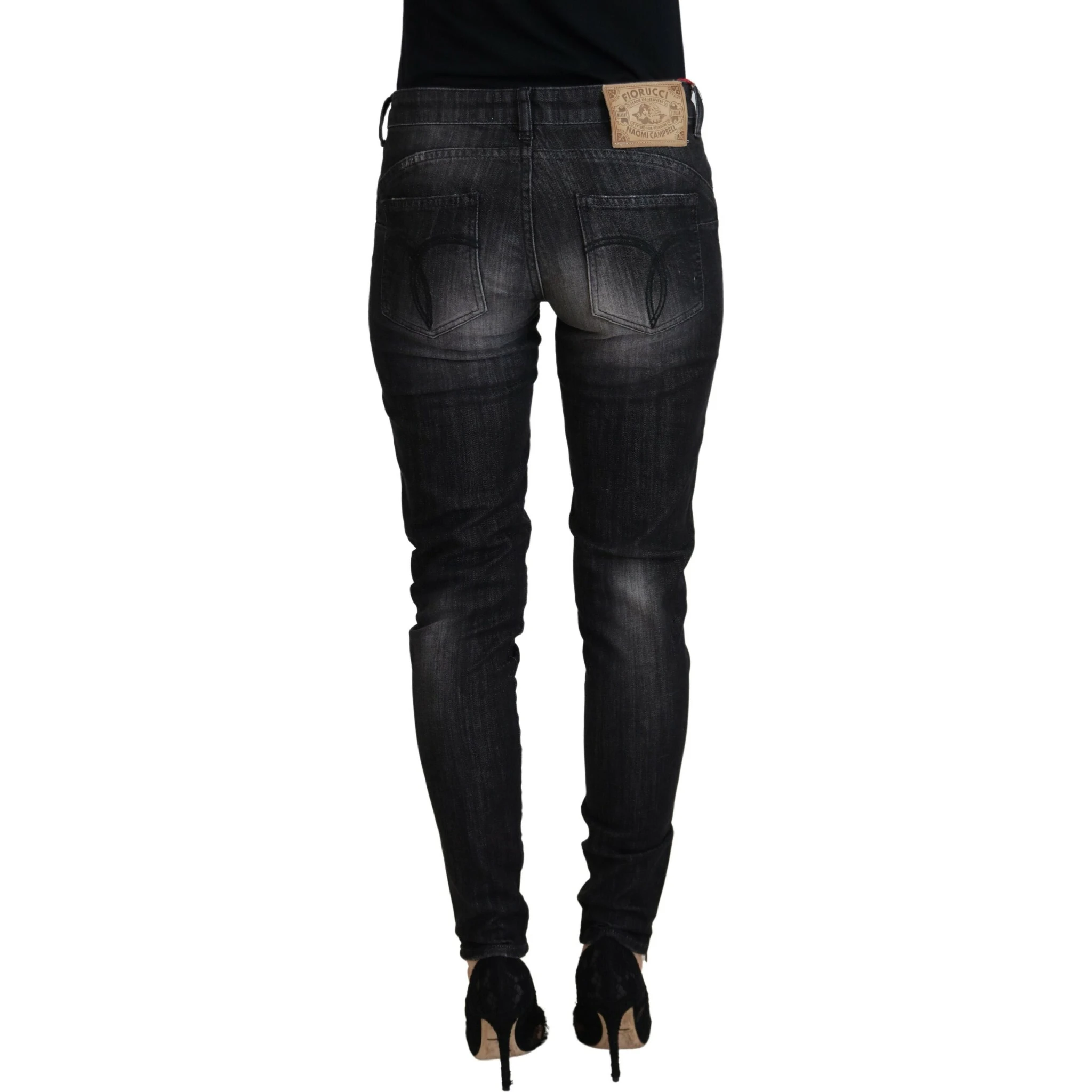Black Cotton Low Waist Skinny Women Casual Jeans