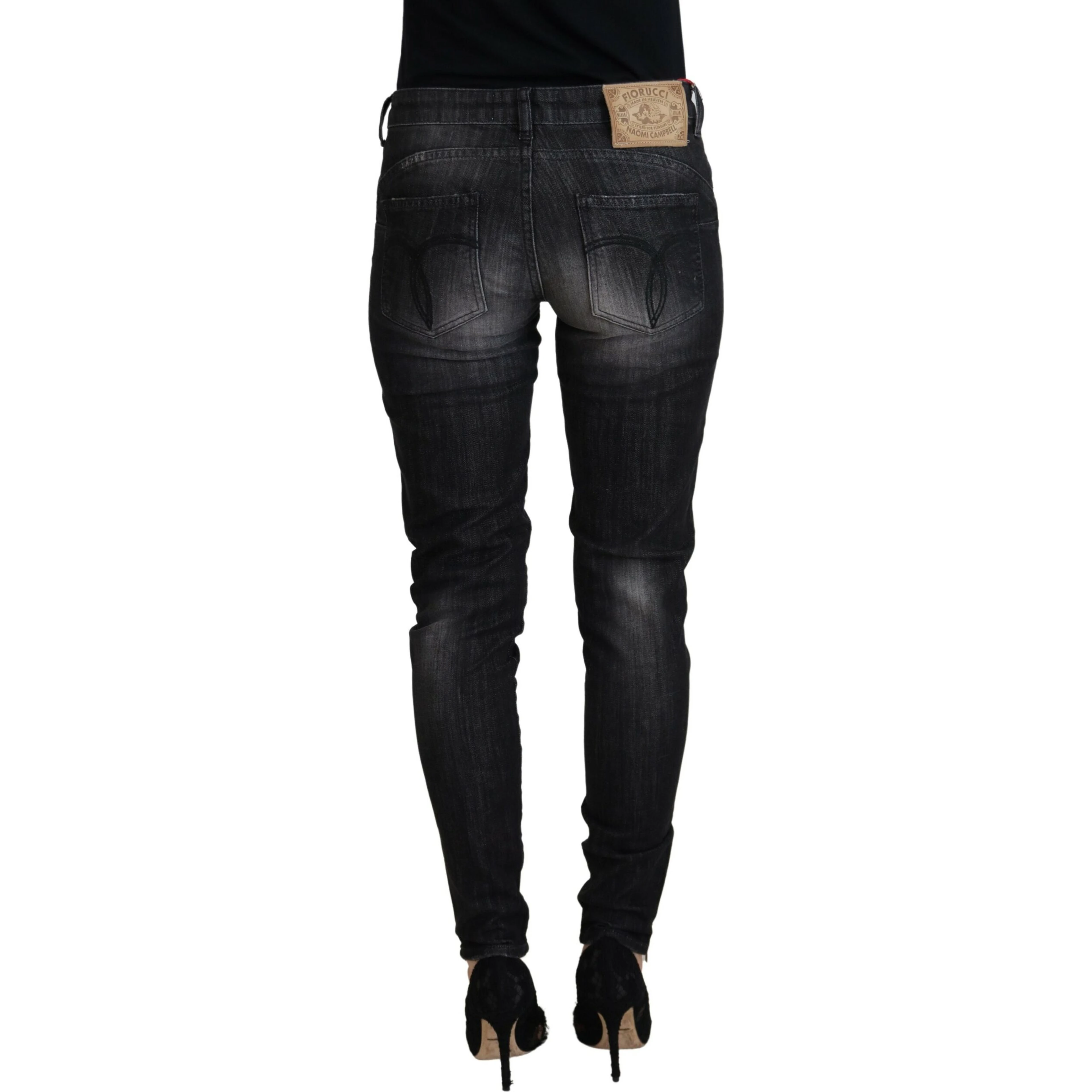 Black Cotton Low Waist Skinny Women Casual Jeans