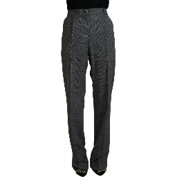 Gray High Waist Women Wool Pants