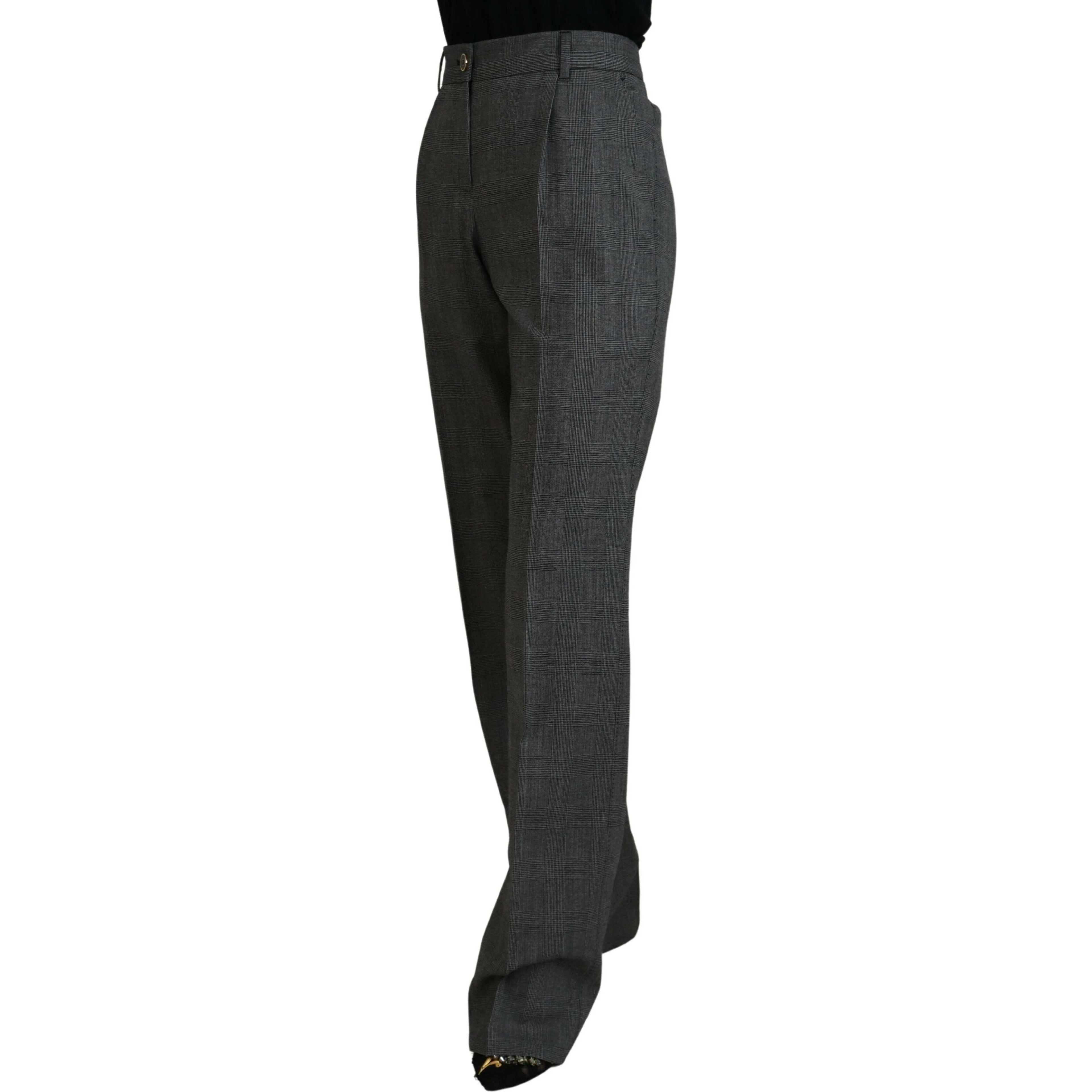 Gray High Waist Women Wool Pants