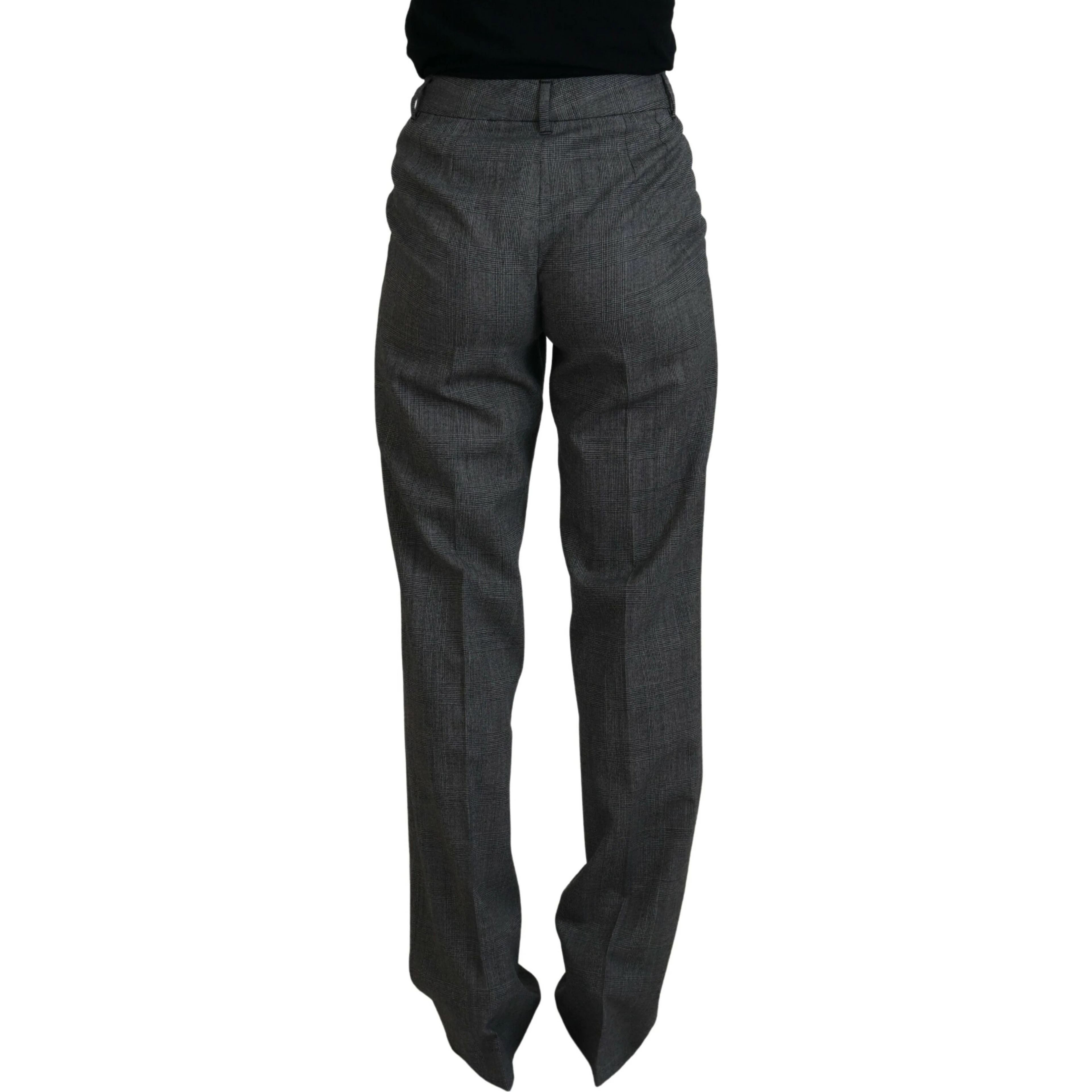 Gray High Waist Women Wool Pants