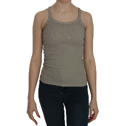 Beige Sleeveless Spaghetti Strap Tank Blouse