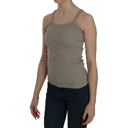 Beige Sleeveless Spaghetti Strap Tank Blouse