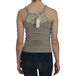 Beige Sleeveless Spaghetti Strap Tank Blouse