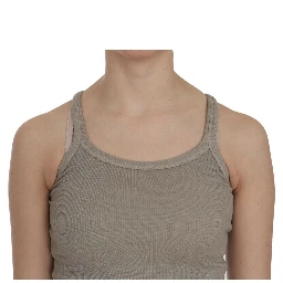 Beige Sleeveless Spaghetti Strap Tank Blouse