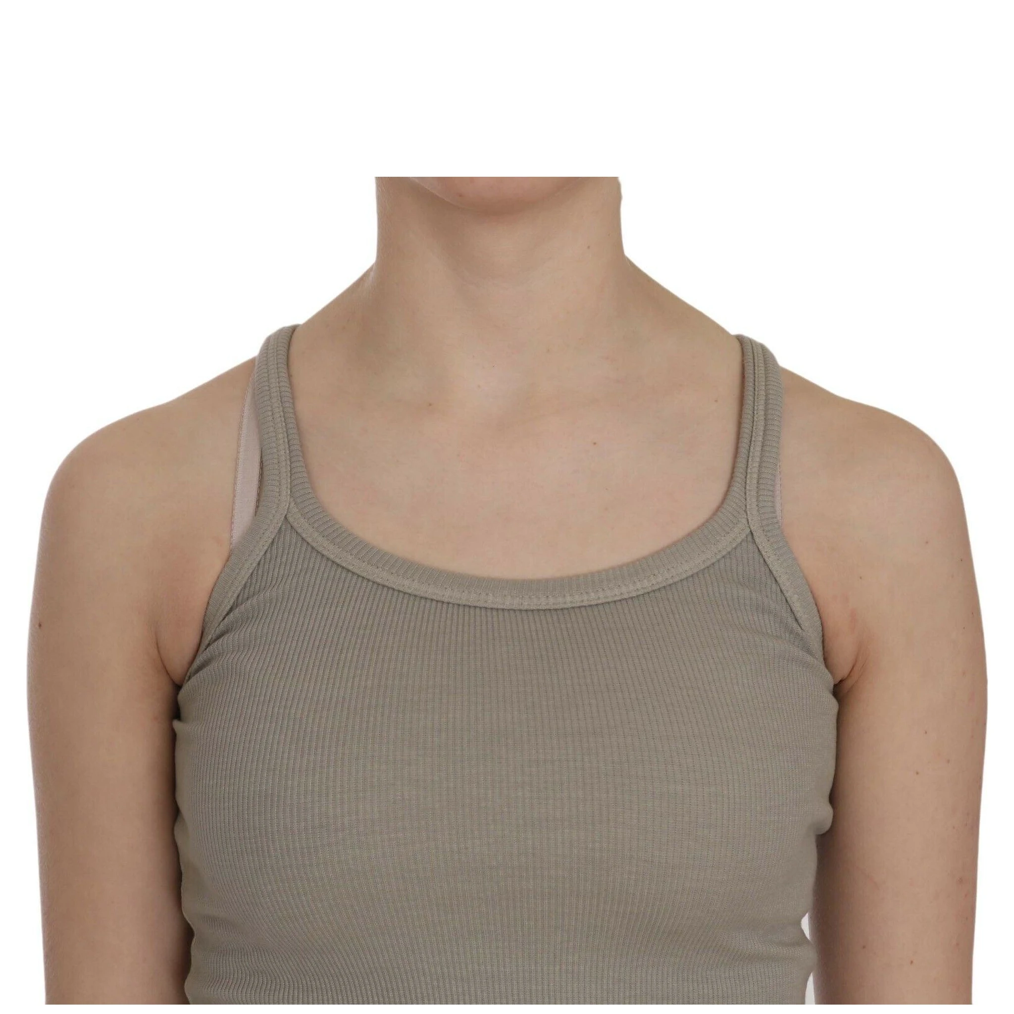 Beige Sleeveless Spaghetti Strap Tank Blouse