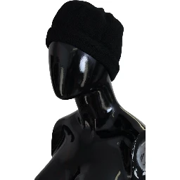 Black Virgin Wool Women Winter Beanie Cap Hat